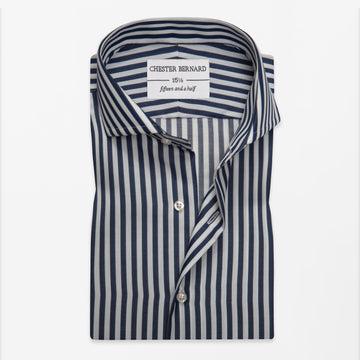 Navy & White Bold Stripe Formal Shirt