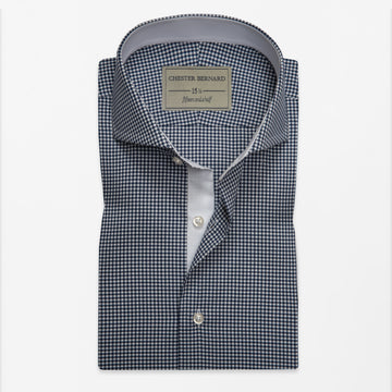 Navy Micro Check With White Inlay Shirt