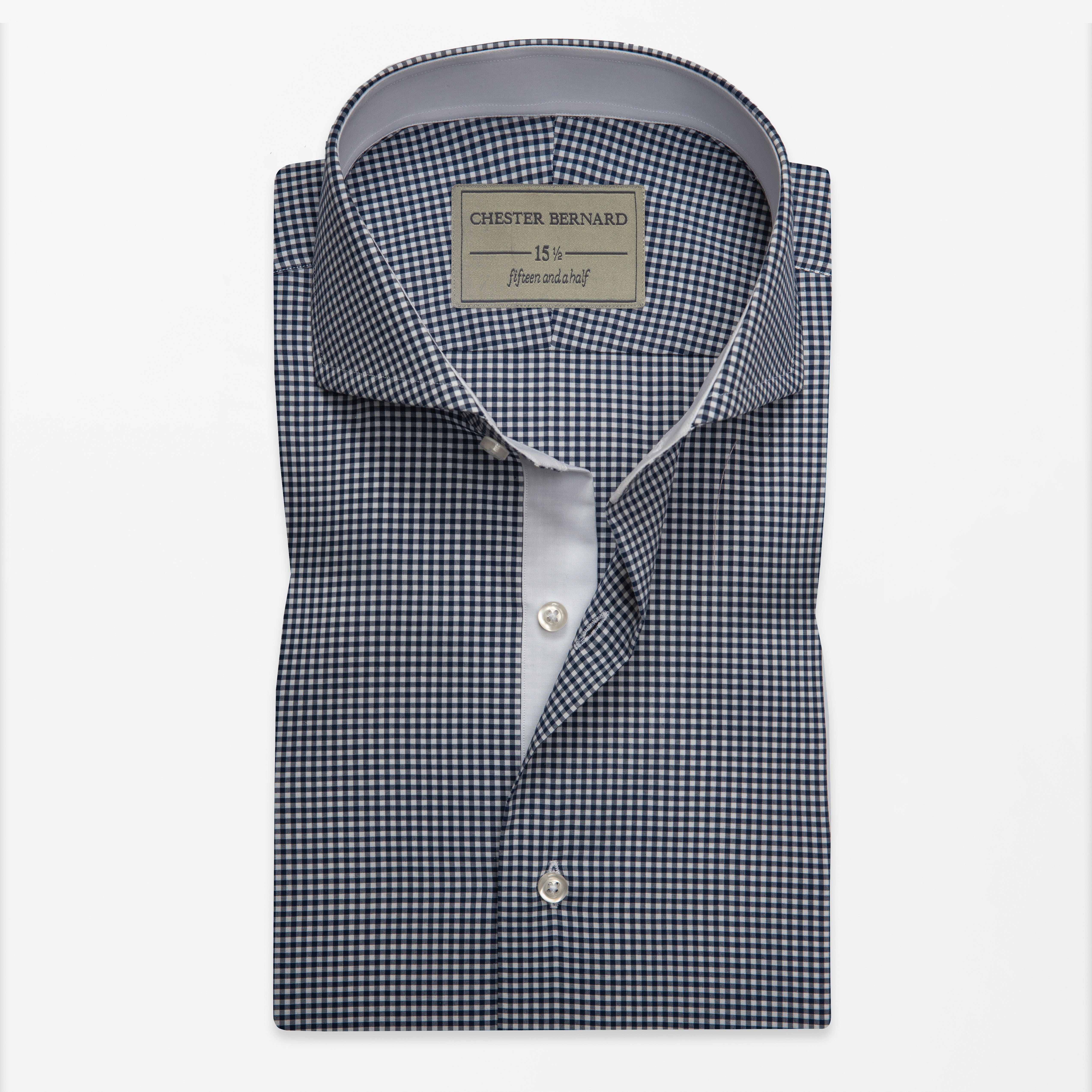 Navy Micro Check With White Inlay Shirt