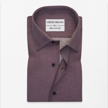 Burgundy Micro-Pattern Formal Shirt