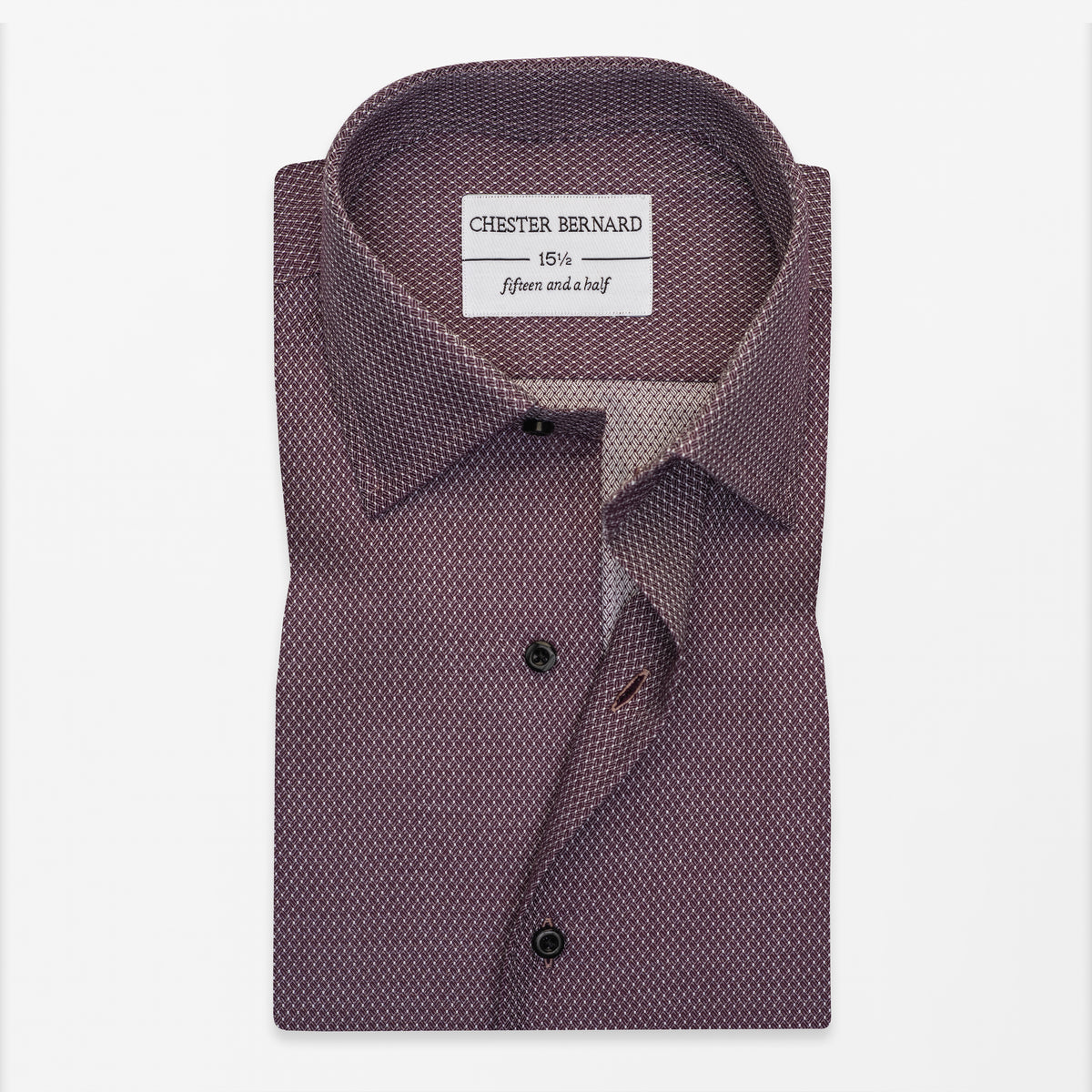 Burgundy Micro-Pattern Formal Shirt