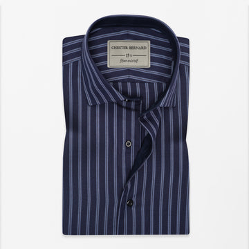 Navy Blue Multi-Stripe Formal Shirt
