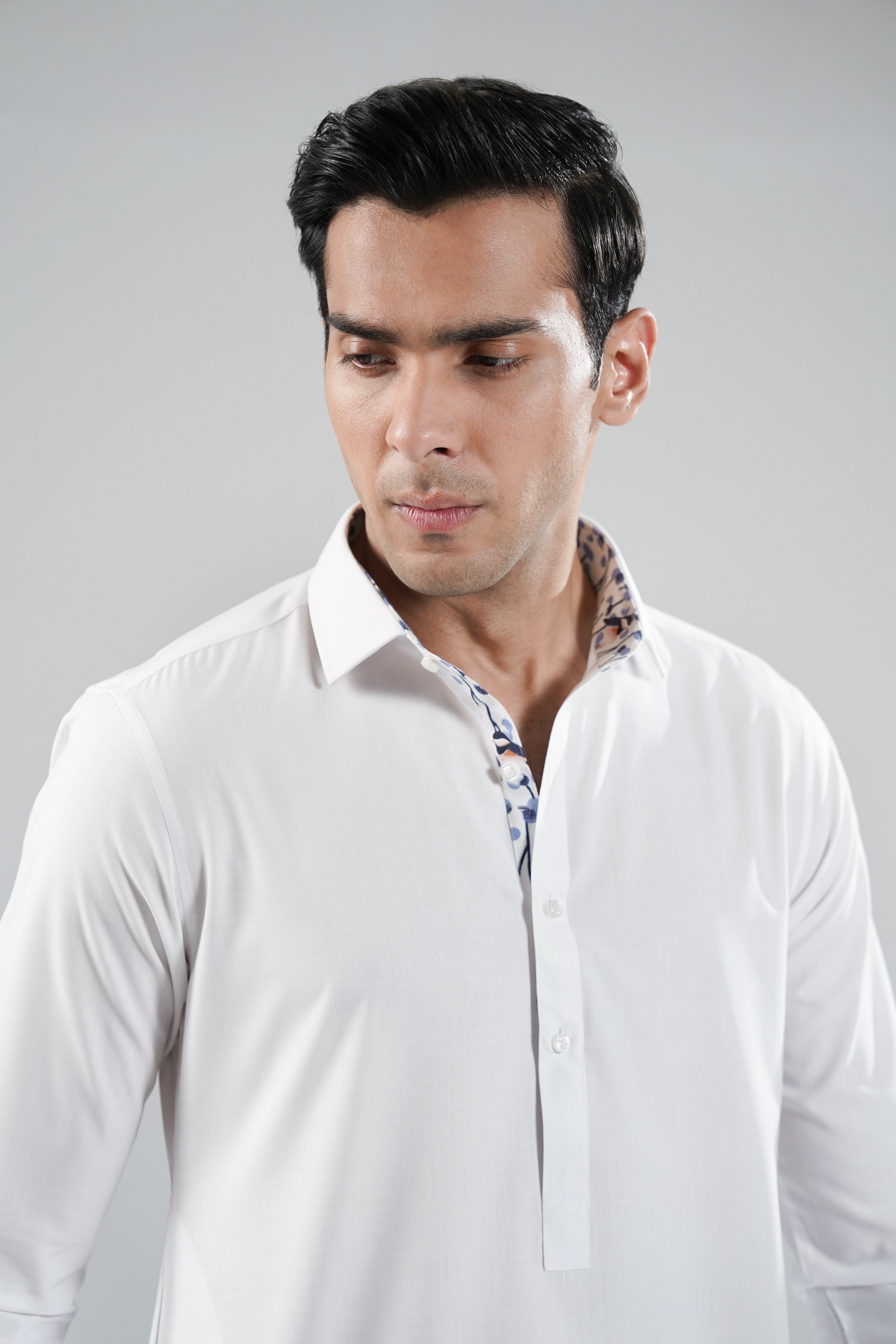 White Premium Blue Birds Leaf Shalwar Kameez SQ-10