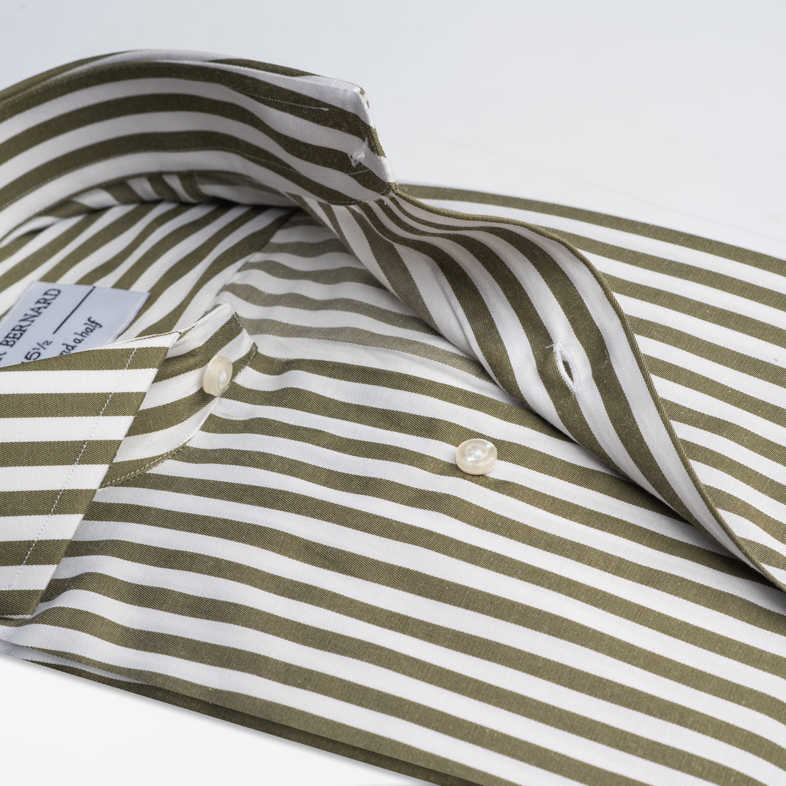 Olive Green Bengal Stripe Formal Shirt