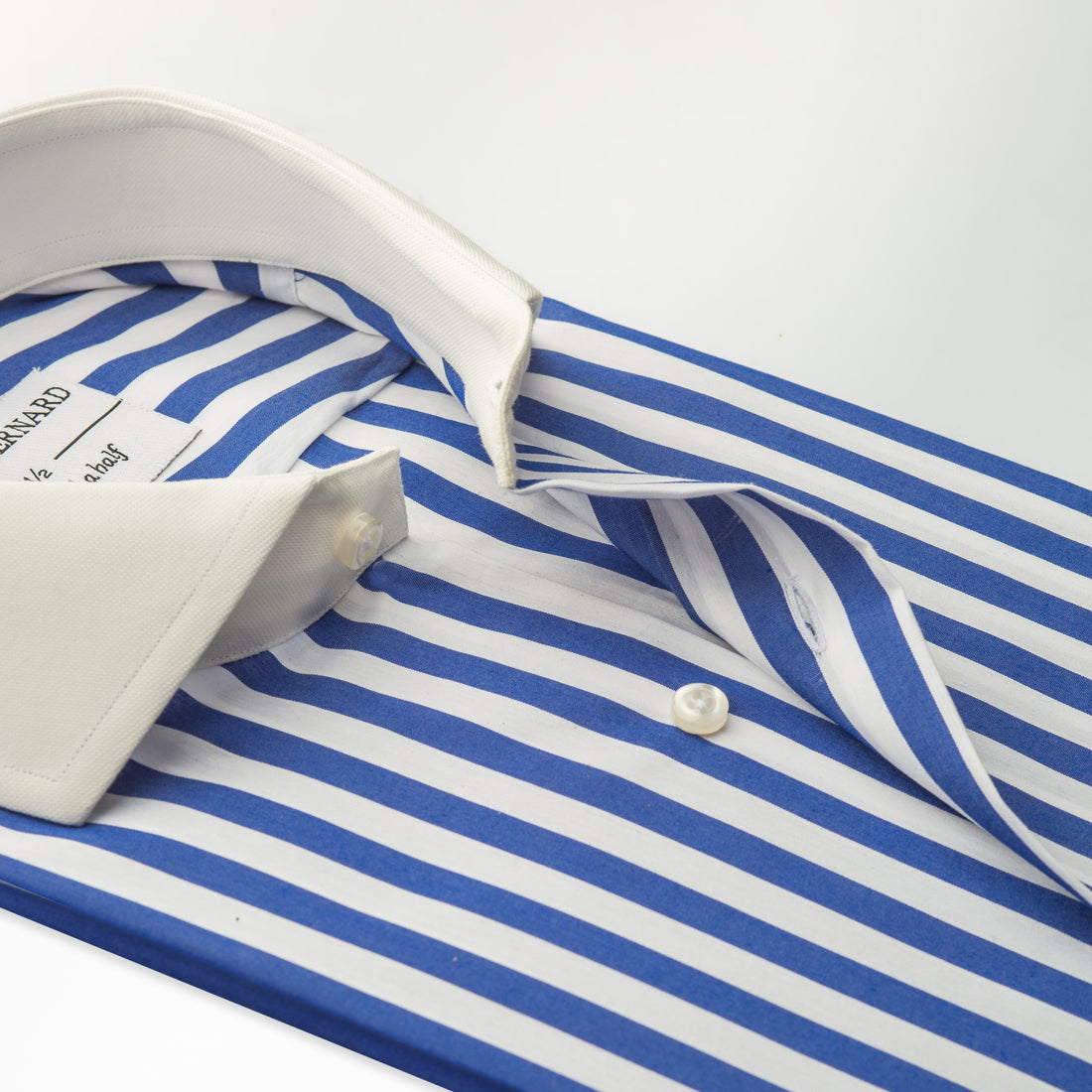 Royal Blue Bengal Stripe Shirt with White Cutaway Collar
