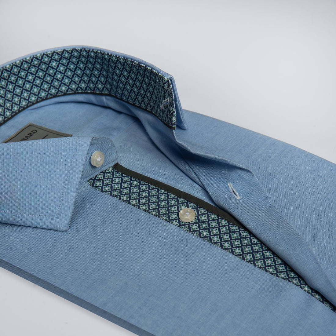 Blue Contrast Trim Shirt