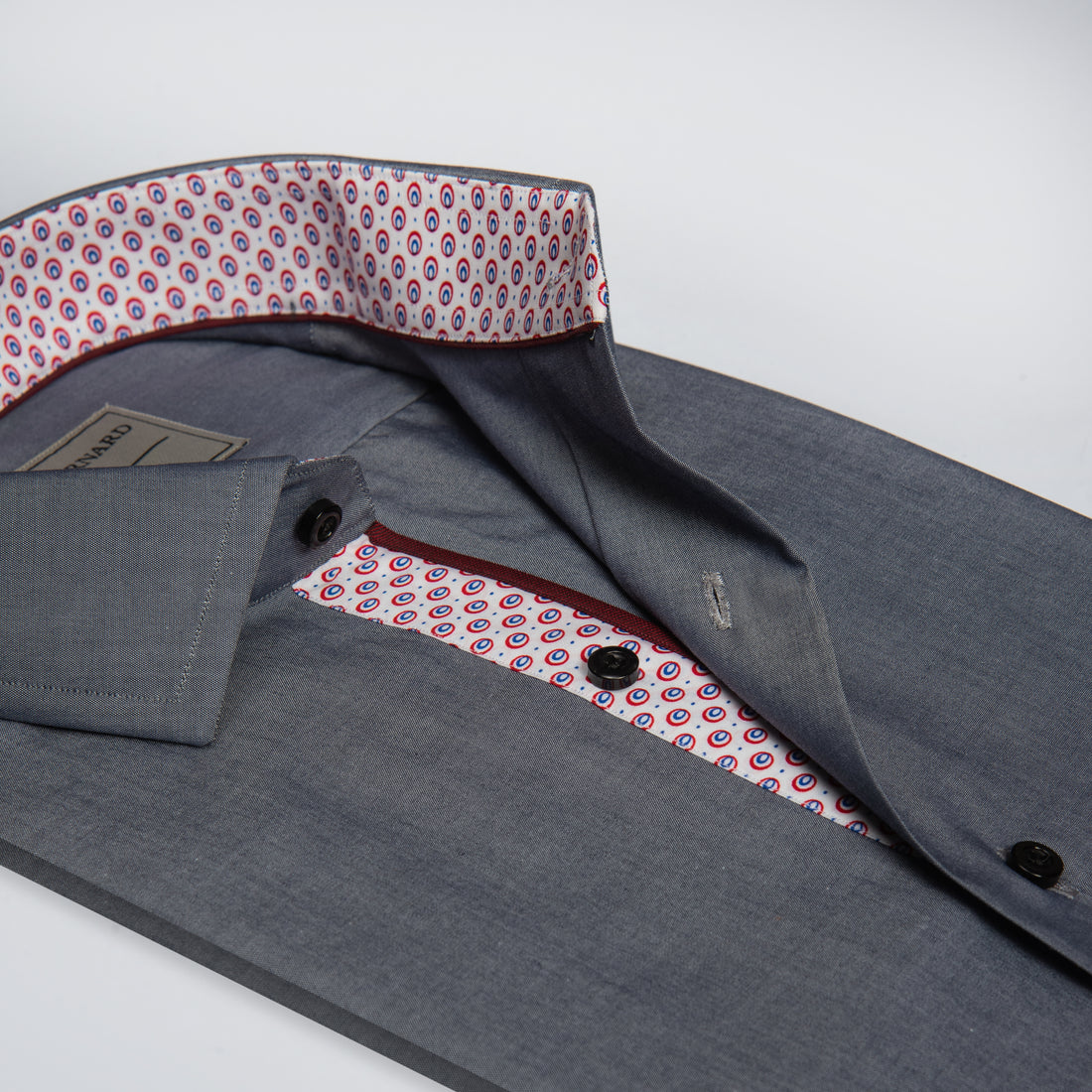 Charcoal Grey Shirt with Printed Inlay