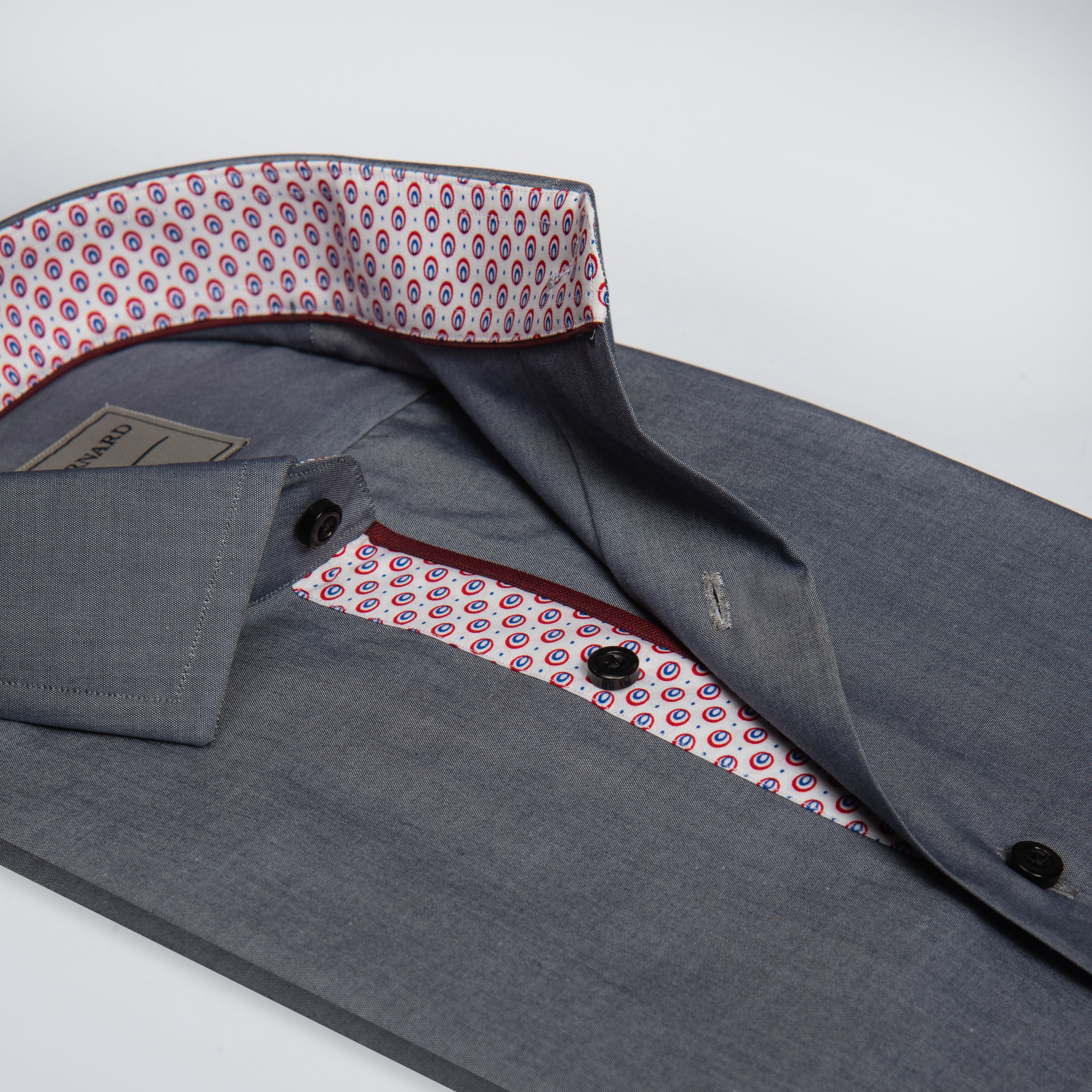 Charcoal Grey Shirt with Printed Inlay