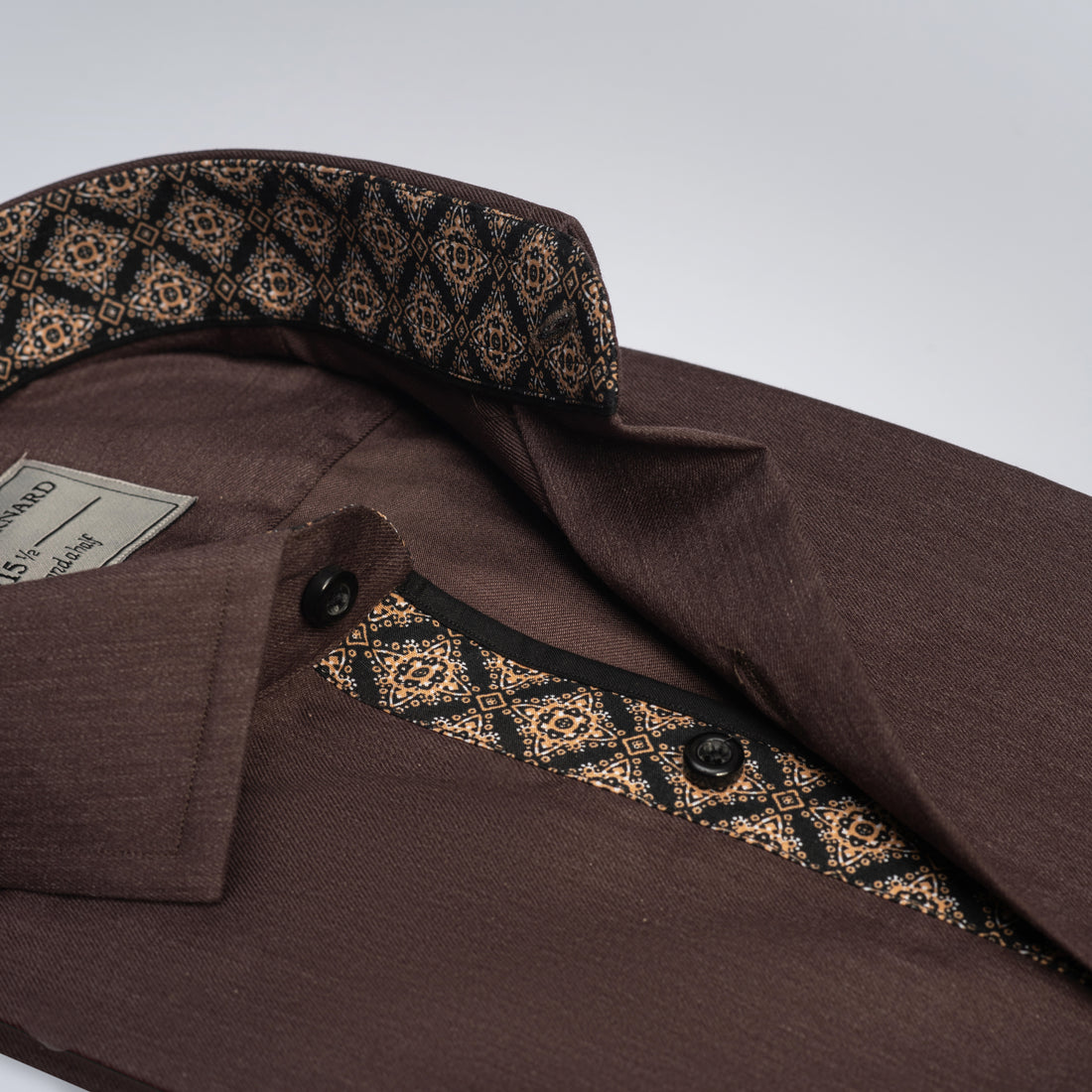 Brown Contrast Trim Shirt