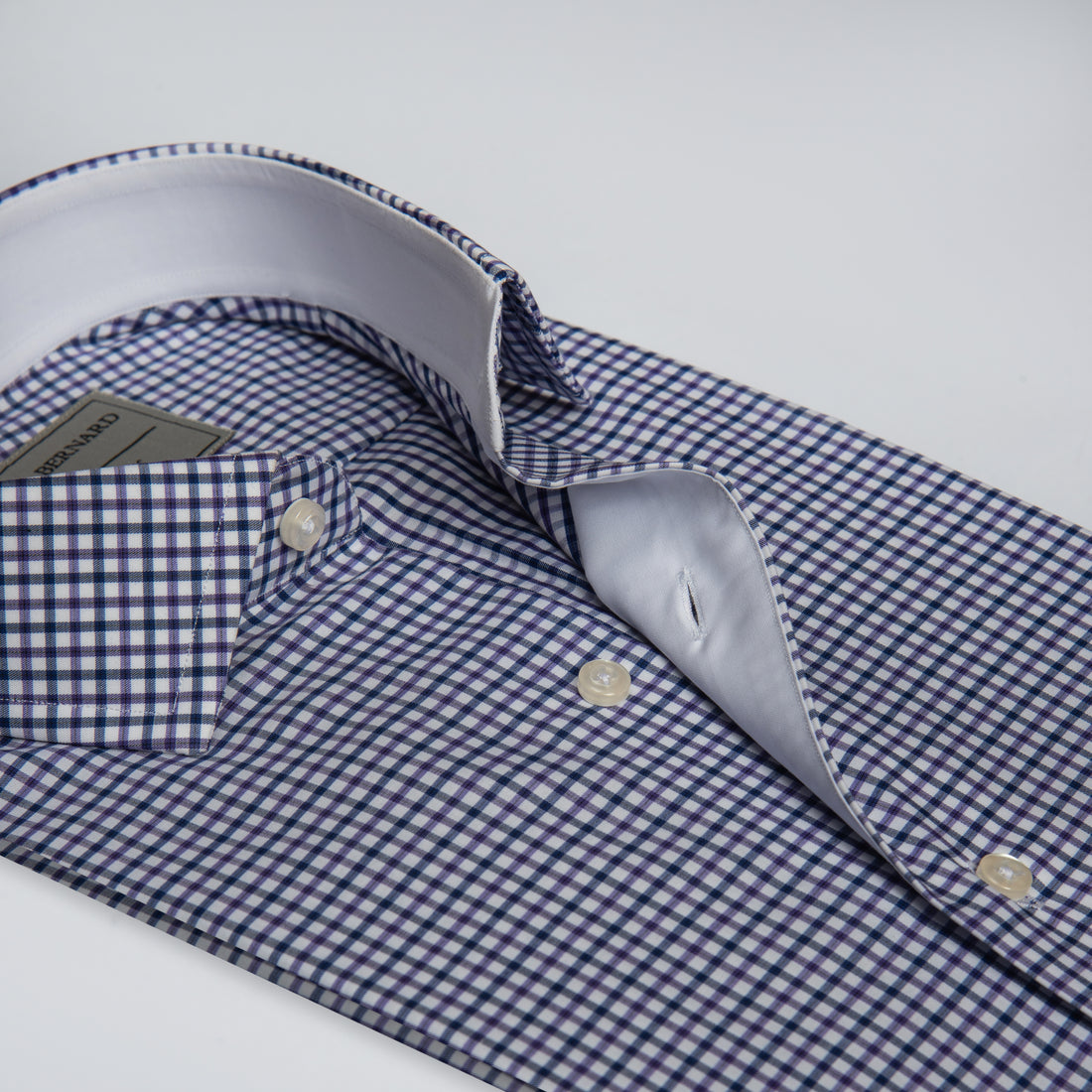 Navy & White Micro Check Formal Shirt