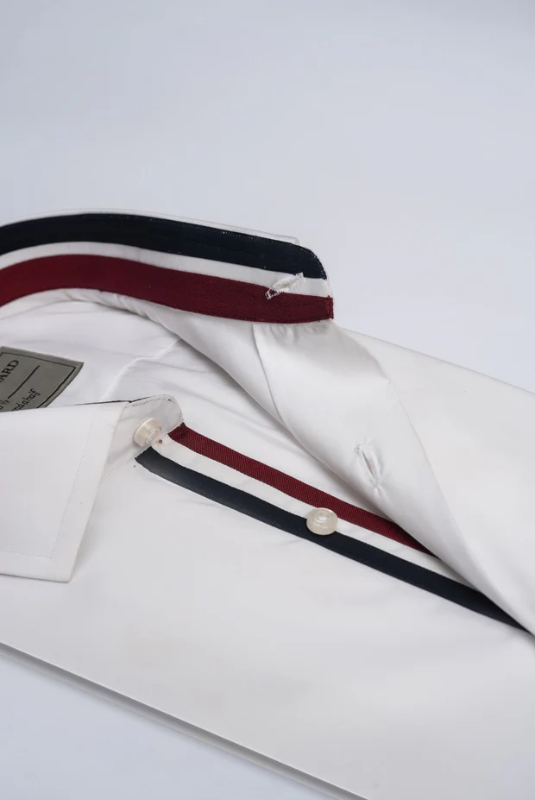 White Tri Band Inlay Sports Shirt
