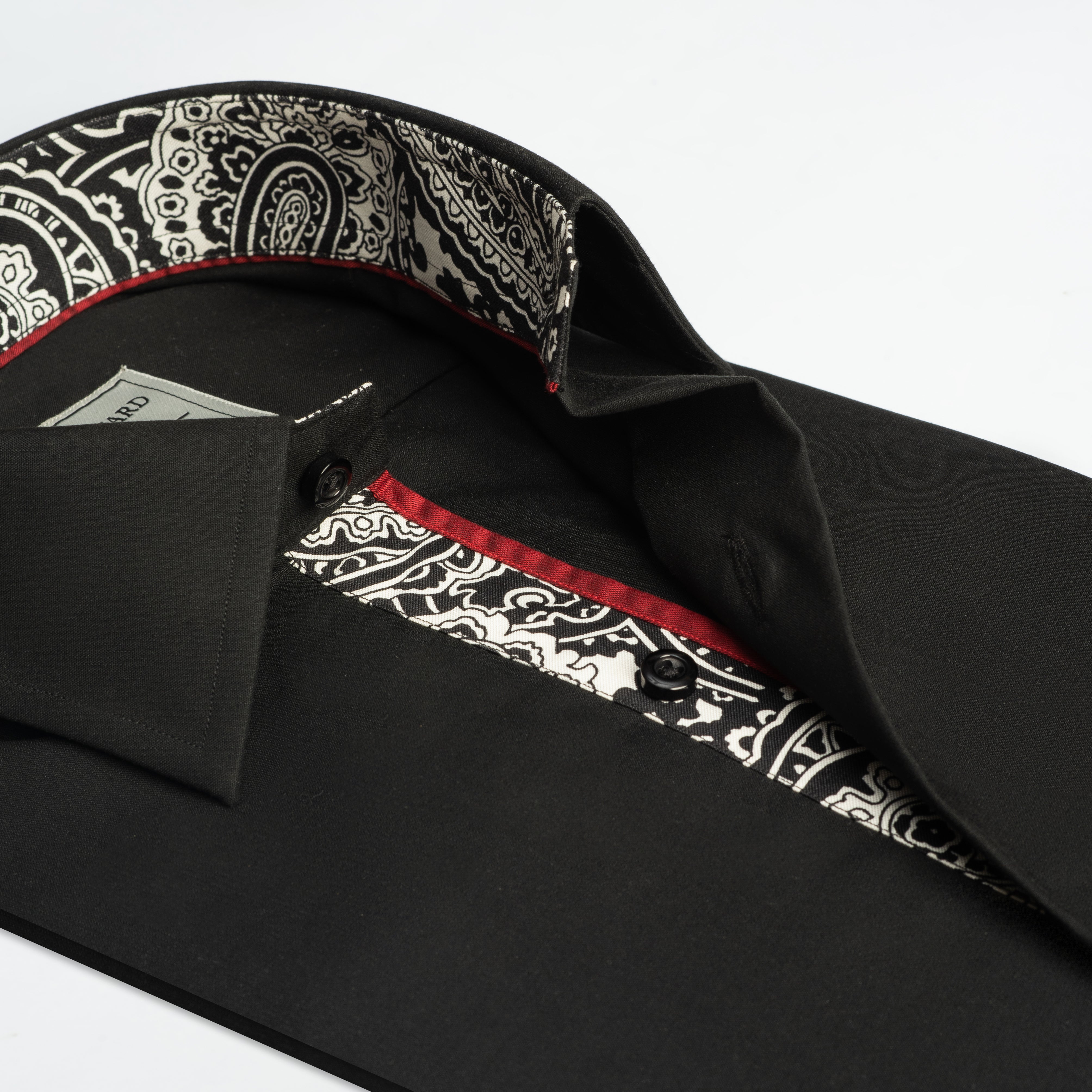 Black Premium Contrast Print Inlay  Shirt