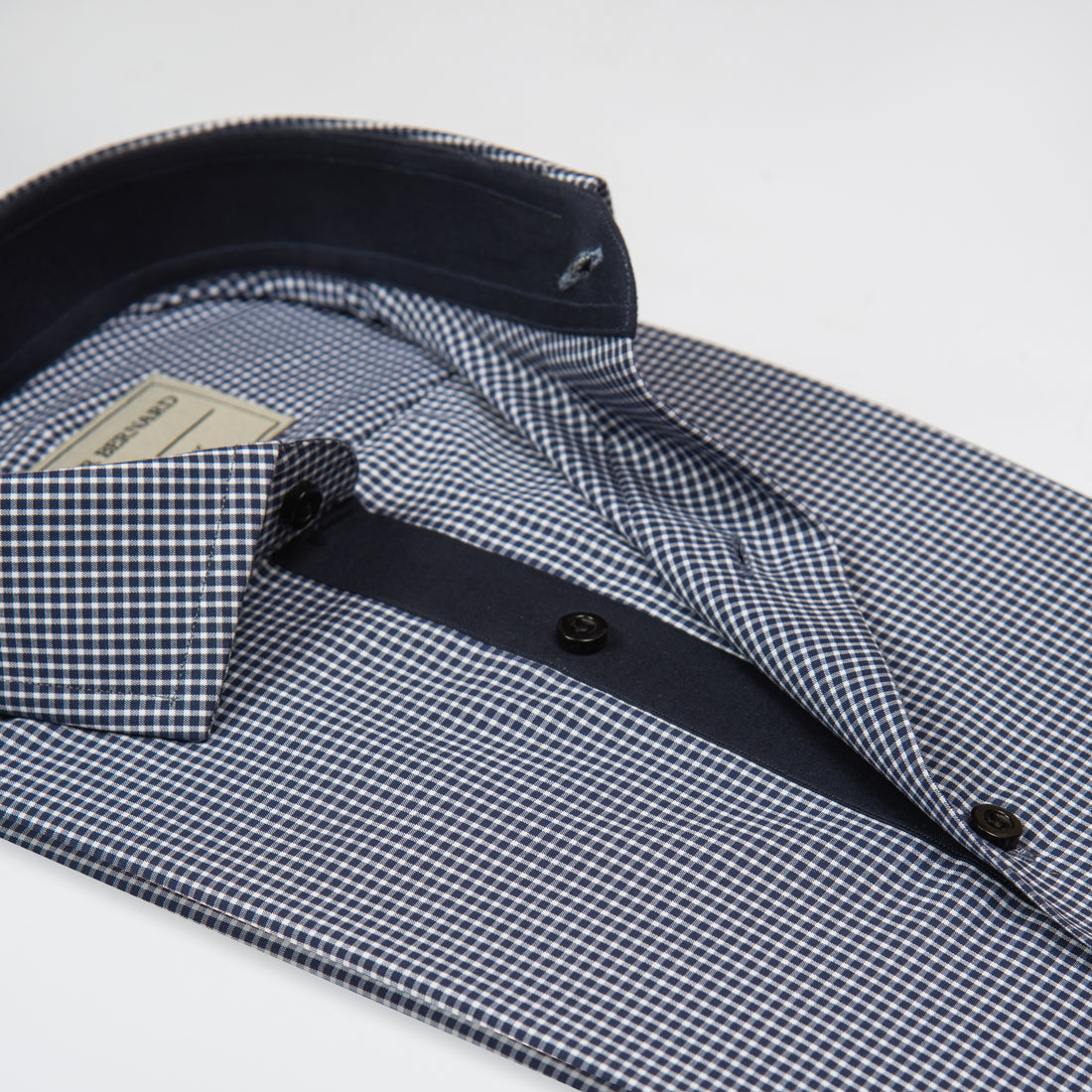 Navy Micro Check With Black Inlay Shirt