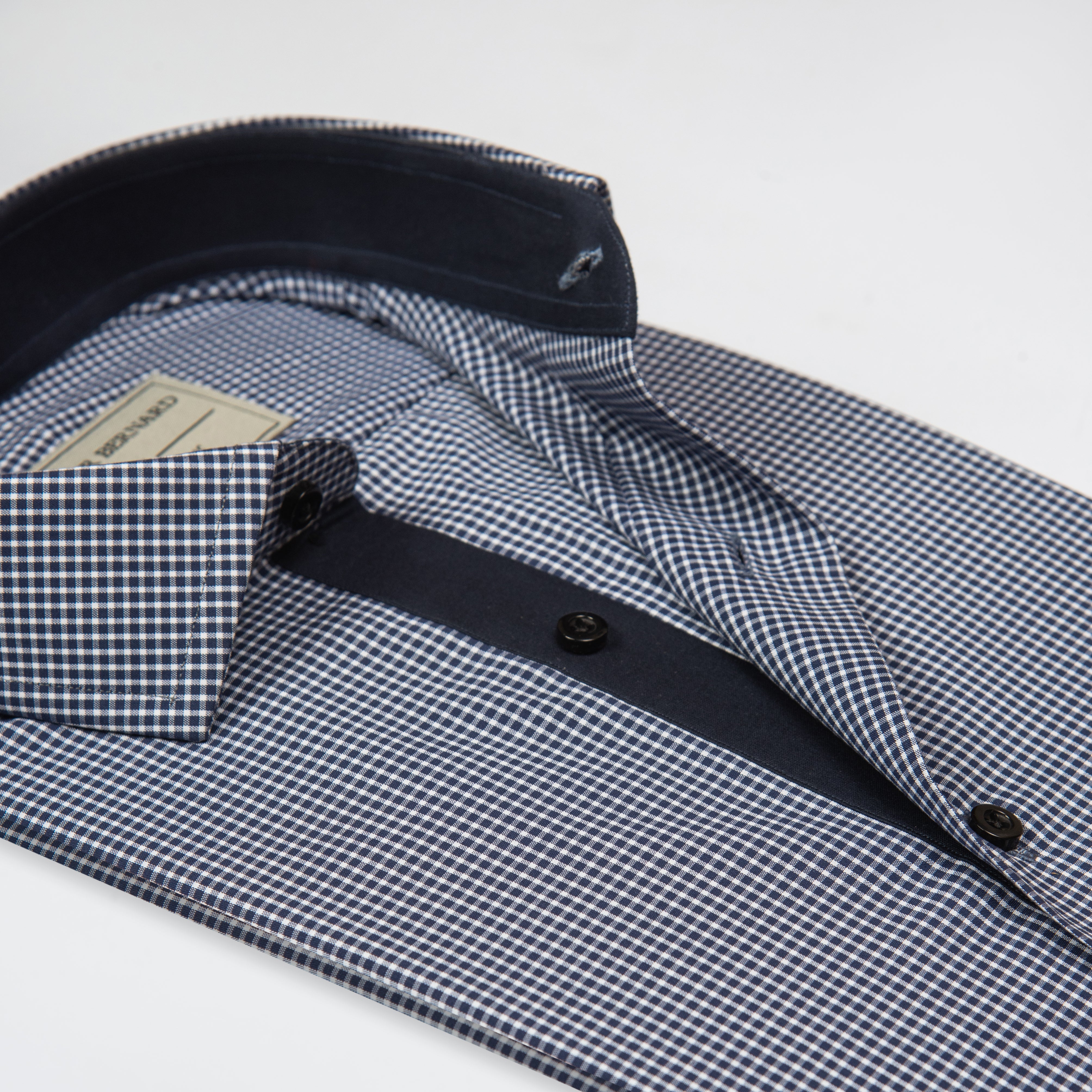 Navy Micro Check With Black Inlay Shirt