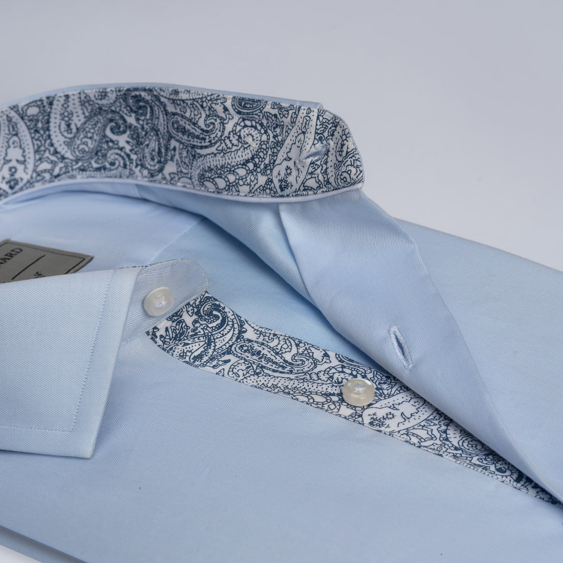 Sky Blue with Paisley Trim Shirt