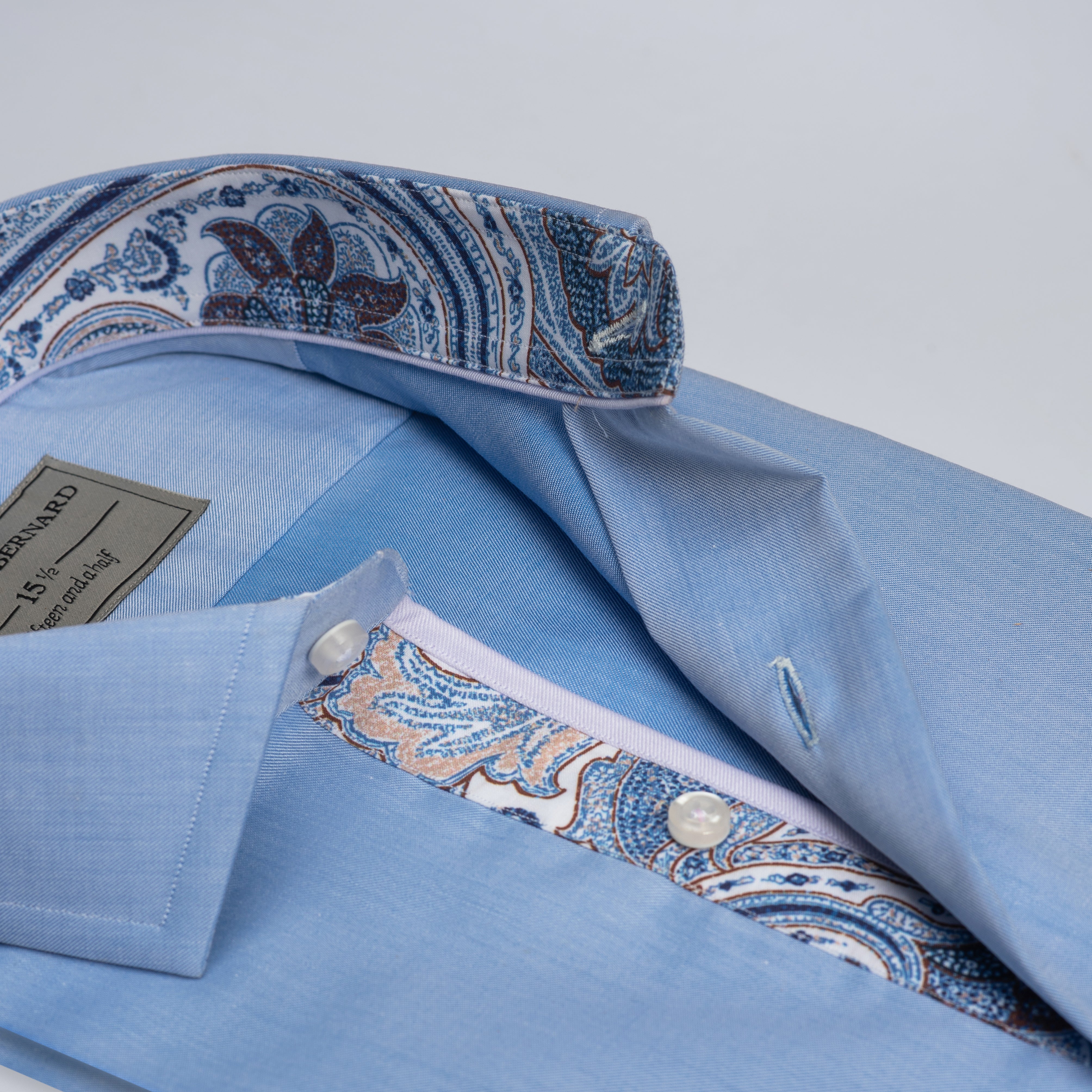 Sky Blue Shirt with Inlay Contrast