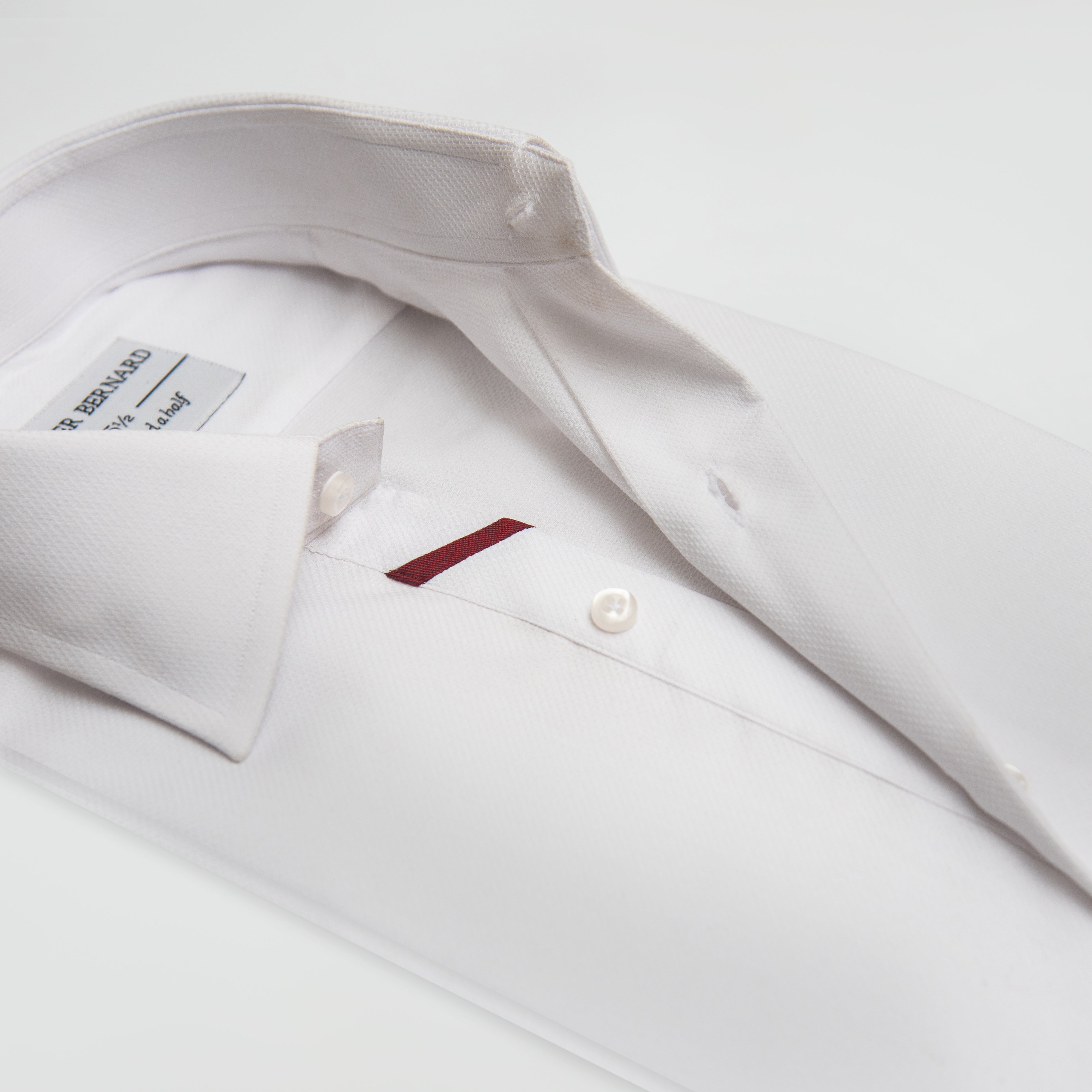 White Shirt With Minimal Red Contrast