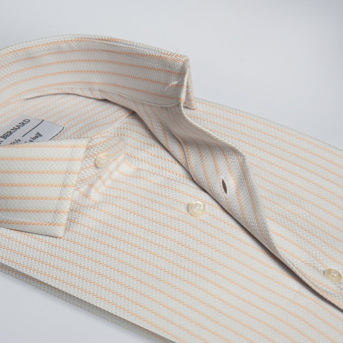 Beige & Peach Herringbone Stripe Shirt