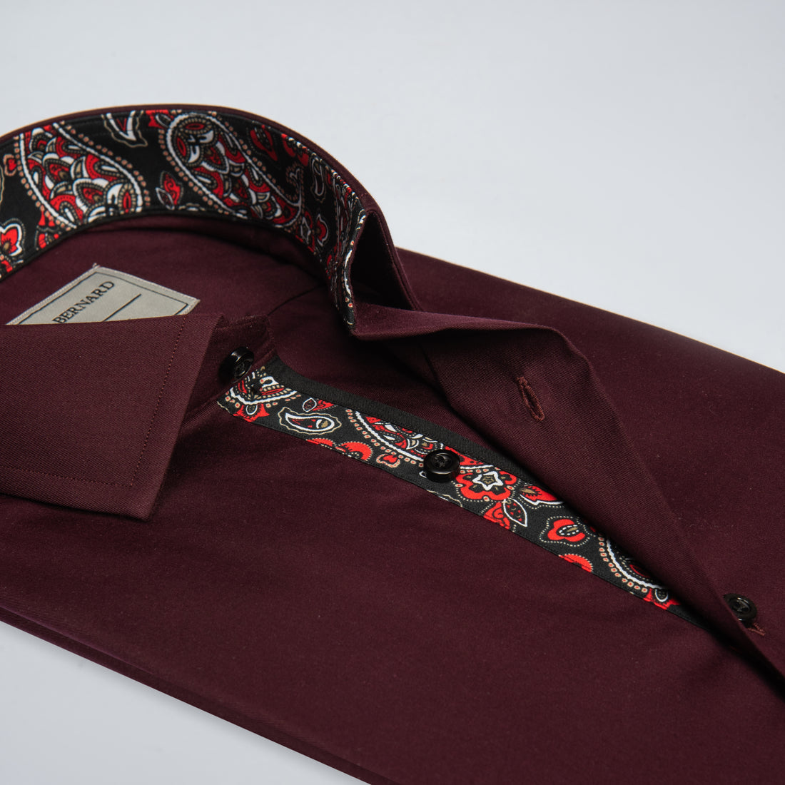 Maroon Paisley Contrast Detail Shirt