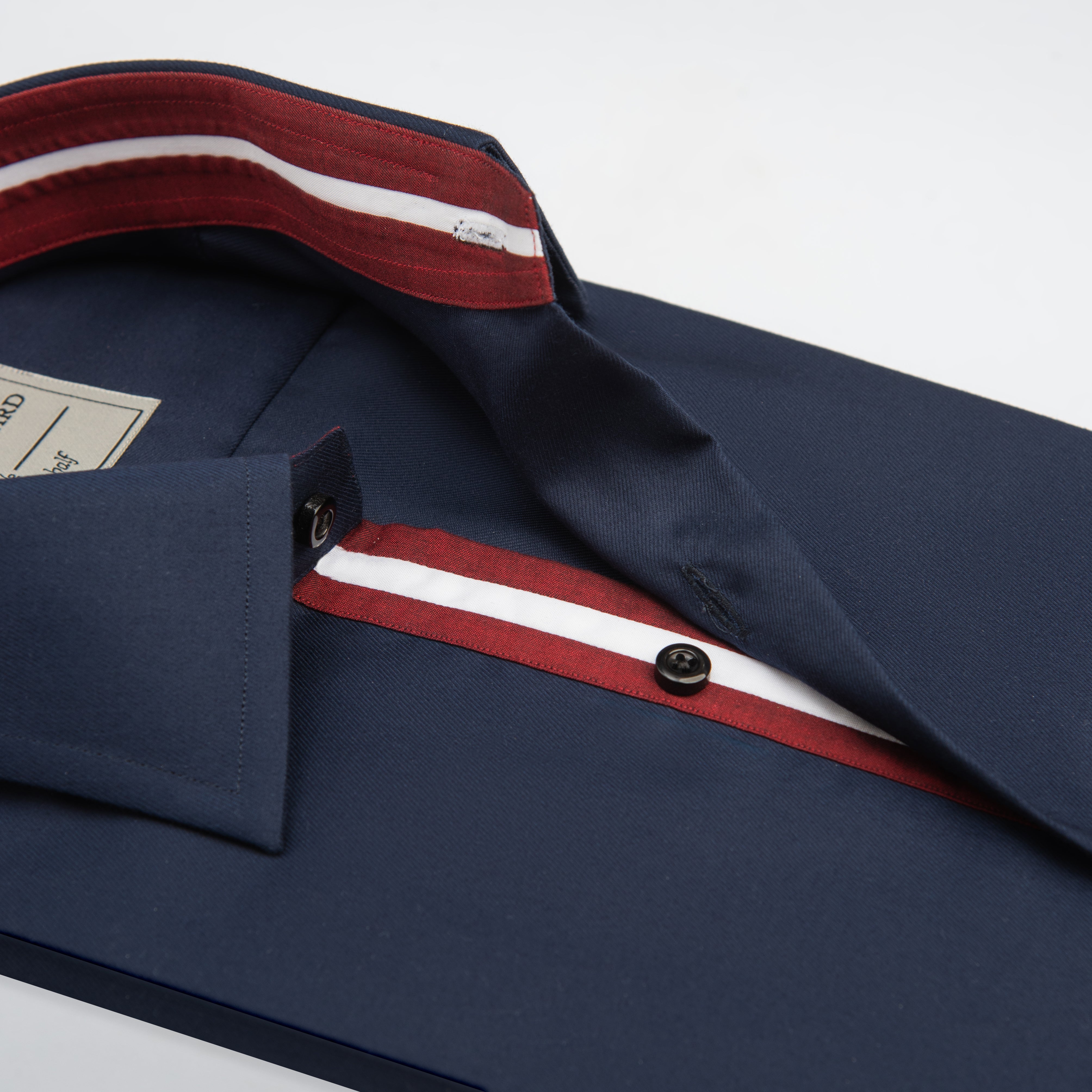 Navy Twill Shirt with Contrast Placket