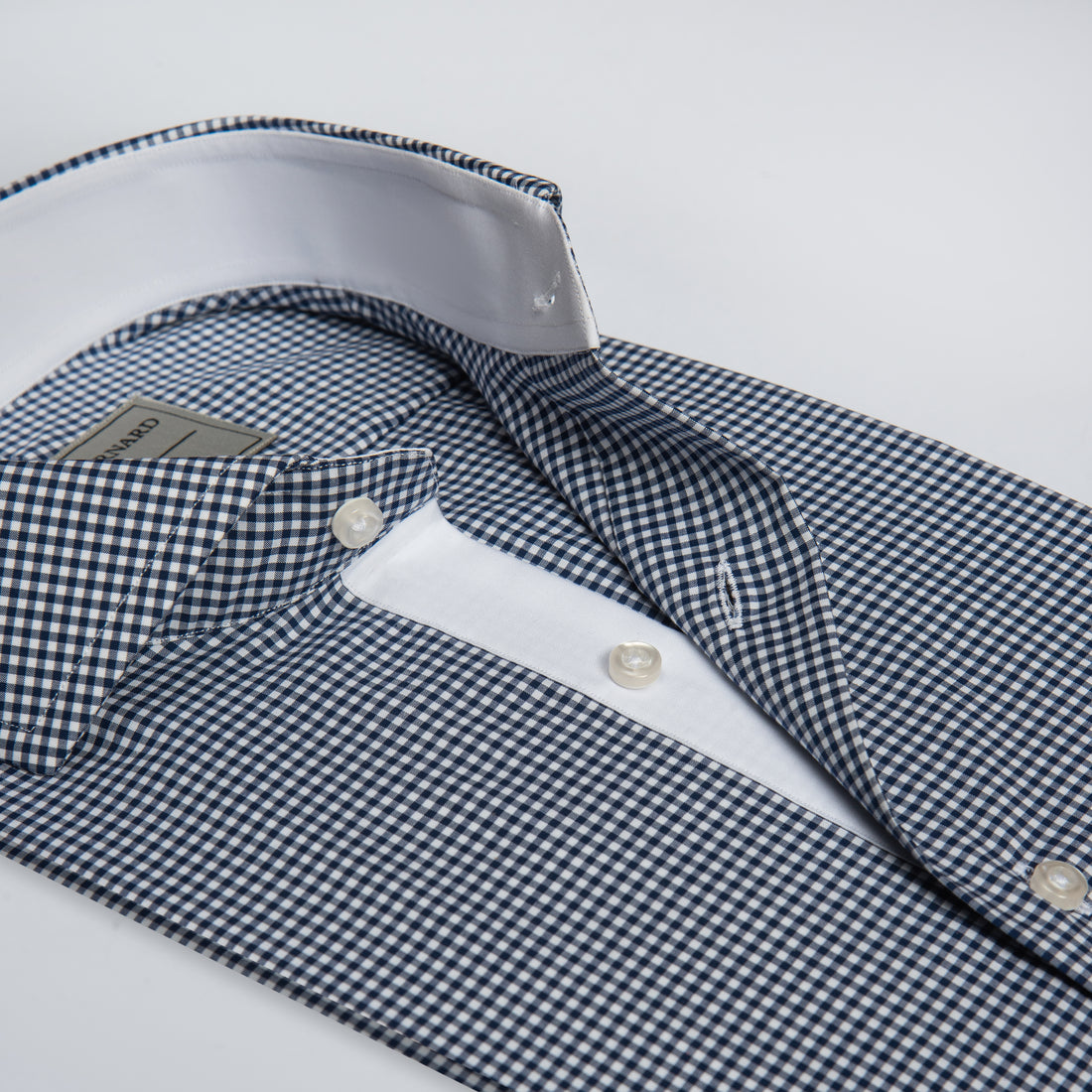Navy Micro Check With White Inlay Shirt