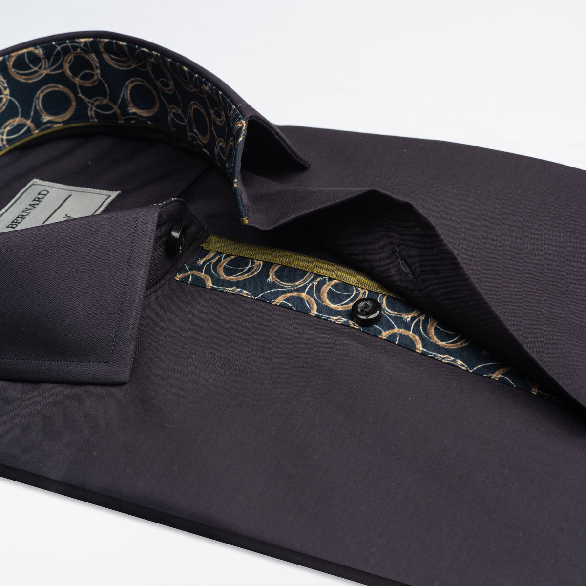 Navy Shirt with Abstract Ring Print Inlay