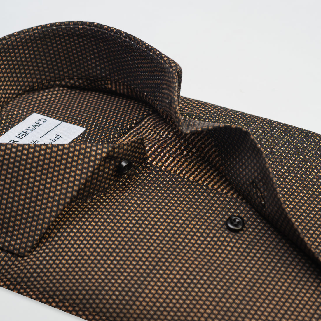 Dark Brown & Gold Micro-Pattern Formal Shirt