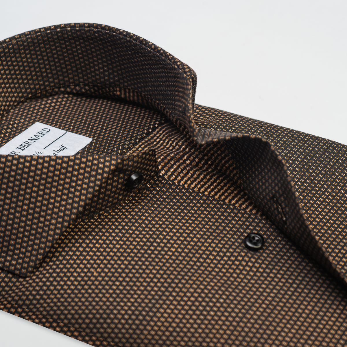 Dark Brown & Gold Micro-Pattern Formal Shirt