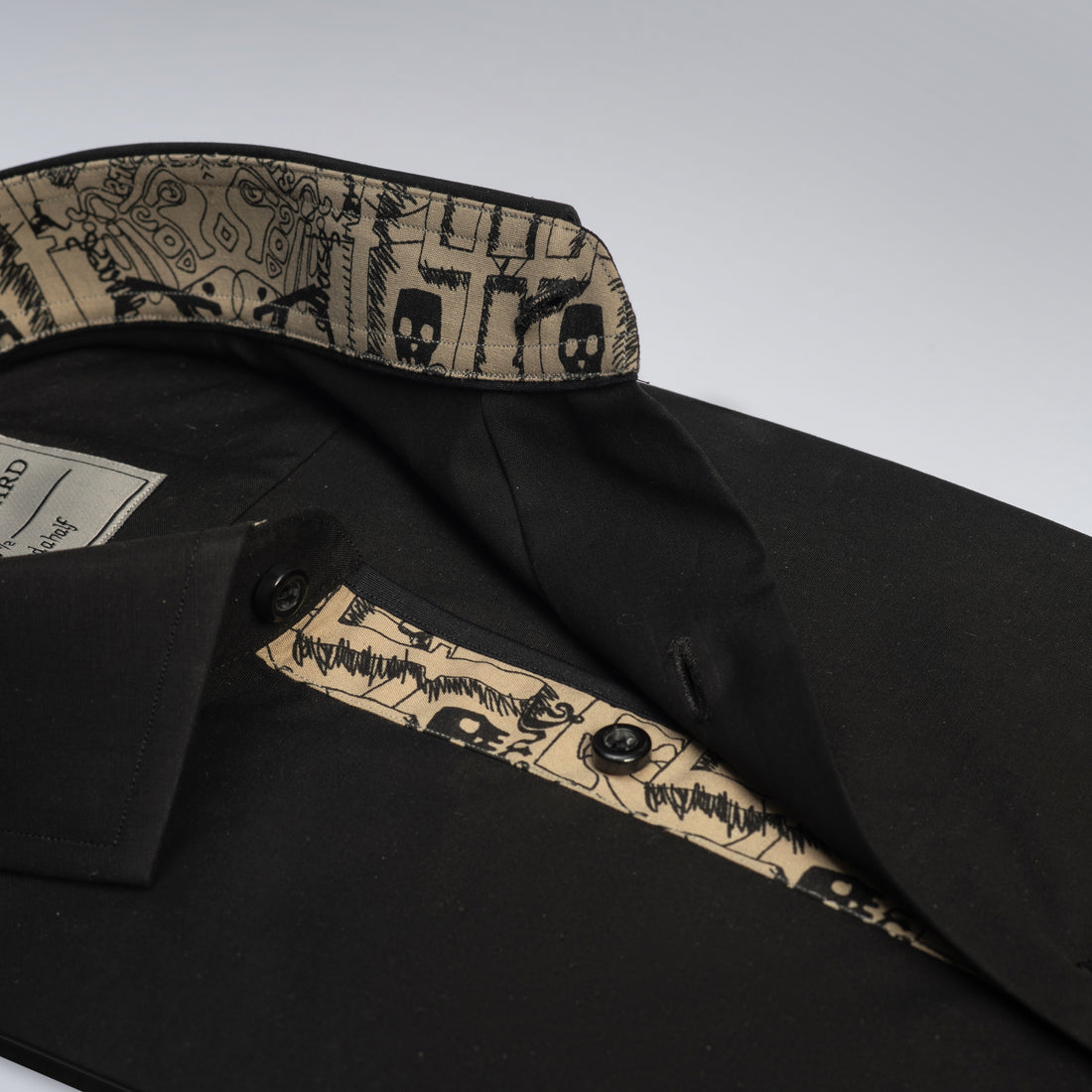 Classic Black Shirt with Contrast Inlay Detail