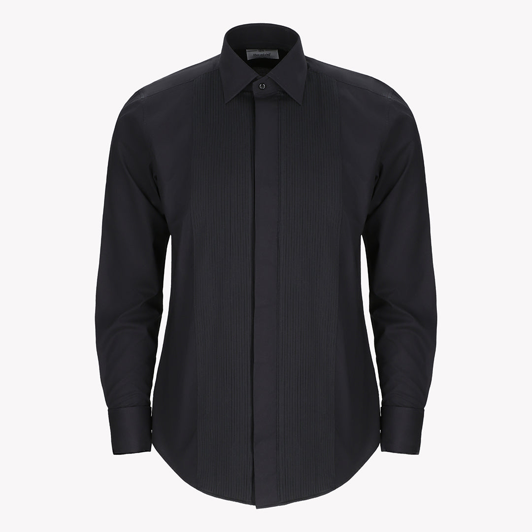 Classic Style Black Tuxedo Formal Shirt