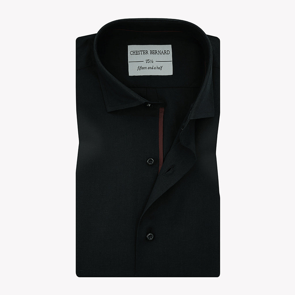 Black Linen Casual Shirt For Mens1