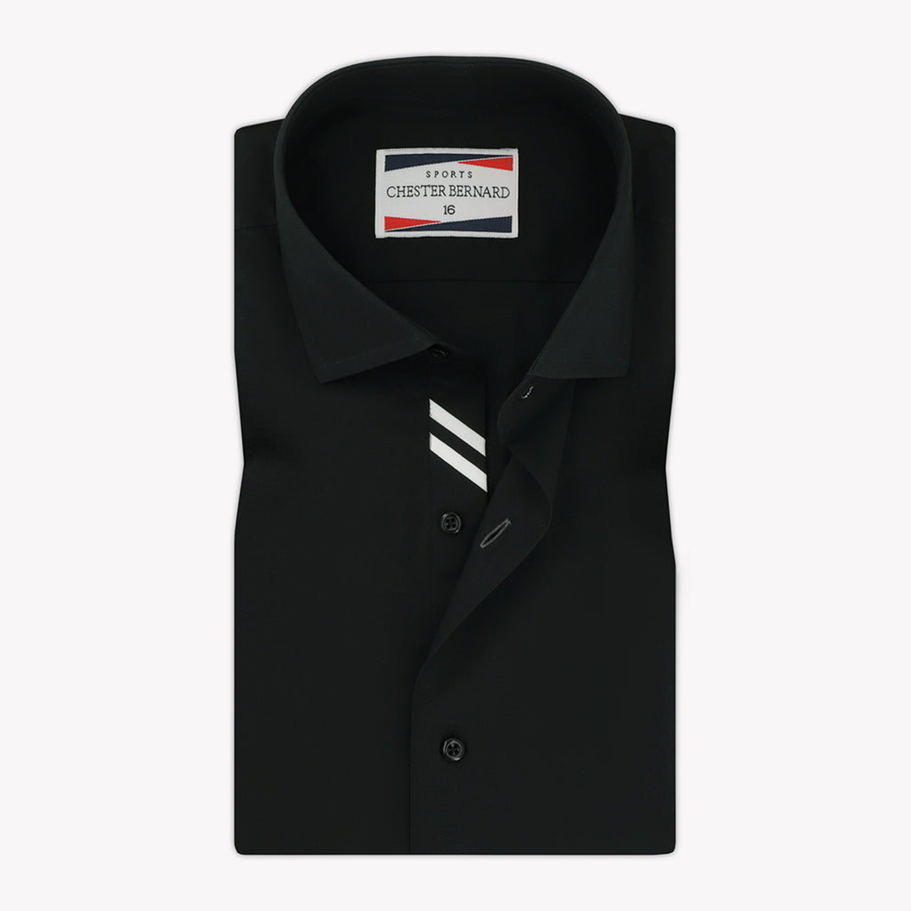 Black and White Diagonal Sports Stripe Formal Shirt 1