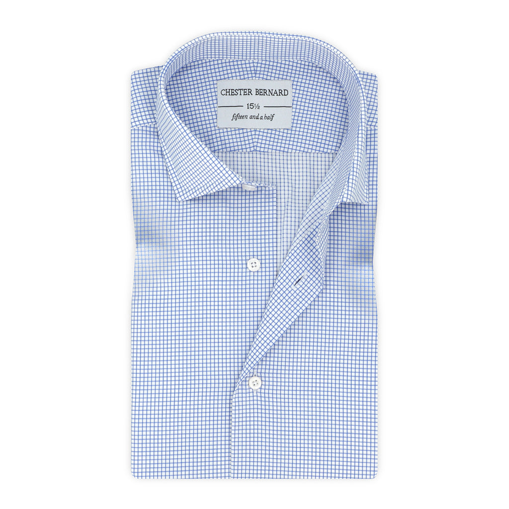 Blue Micro Checks in Twill Formal Shirt For Men 1