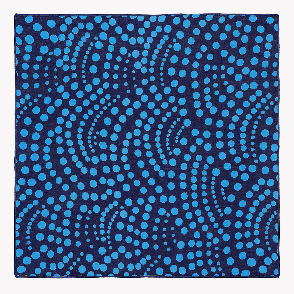 Blue Point Dots Print in Silk Pocket Square 1