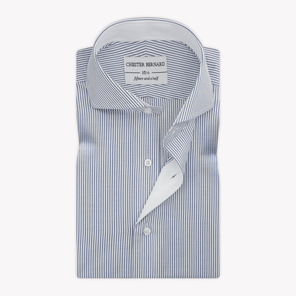 Blue Slim Pin Stripes Formal Shirt For Men 1