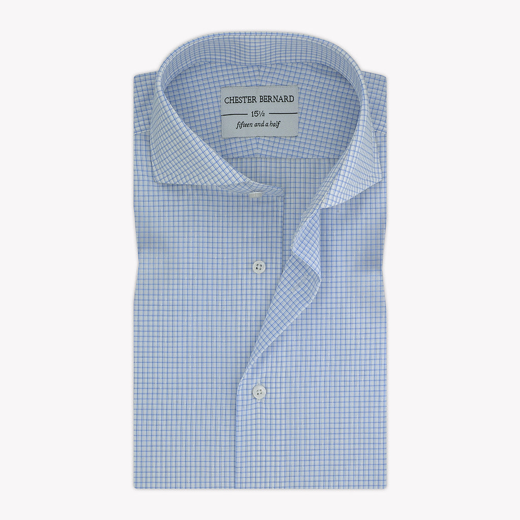 Blue White Micro Checks Formal Shirt For Men 1
