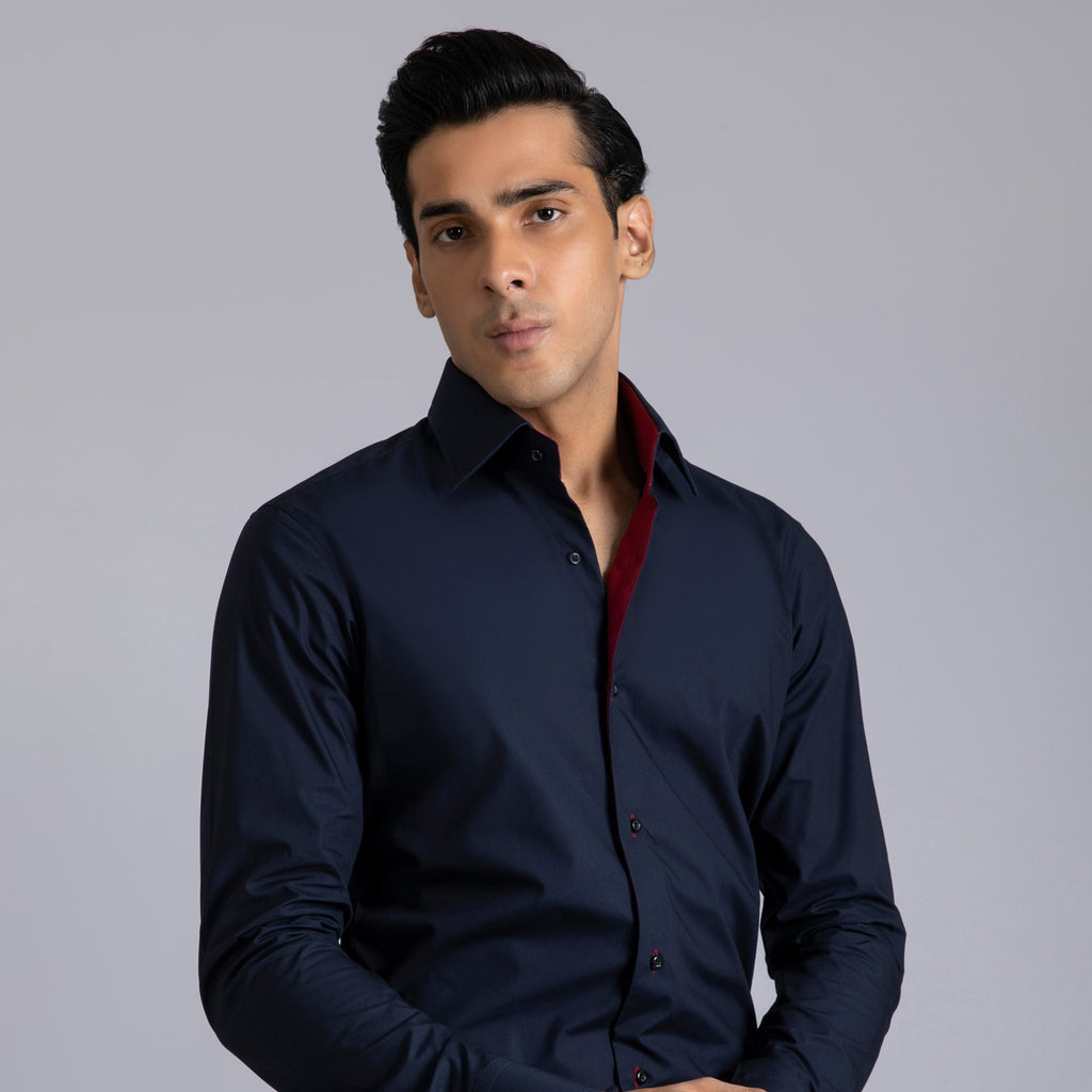 casual navy blue shirt