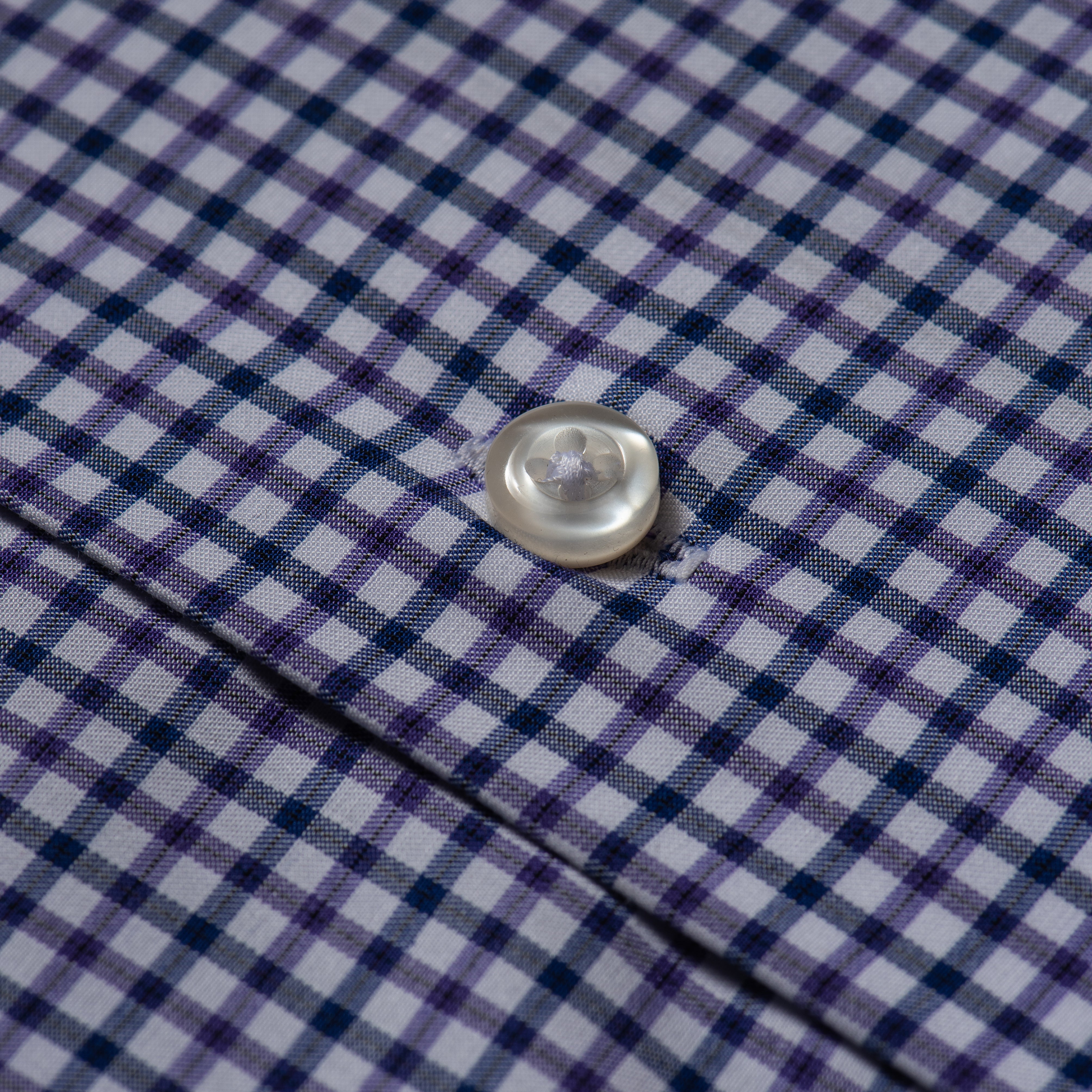Navy & White Micro Check Formal Shirt