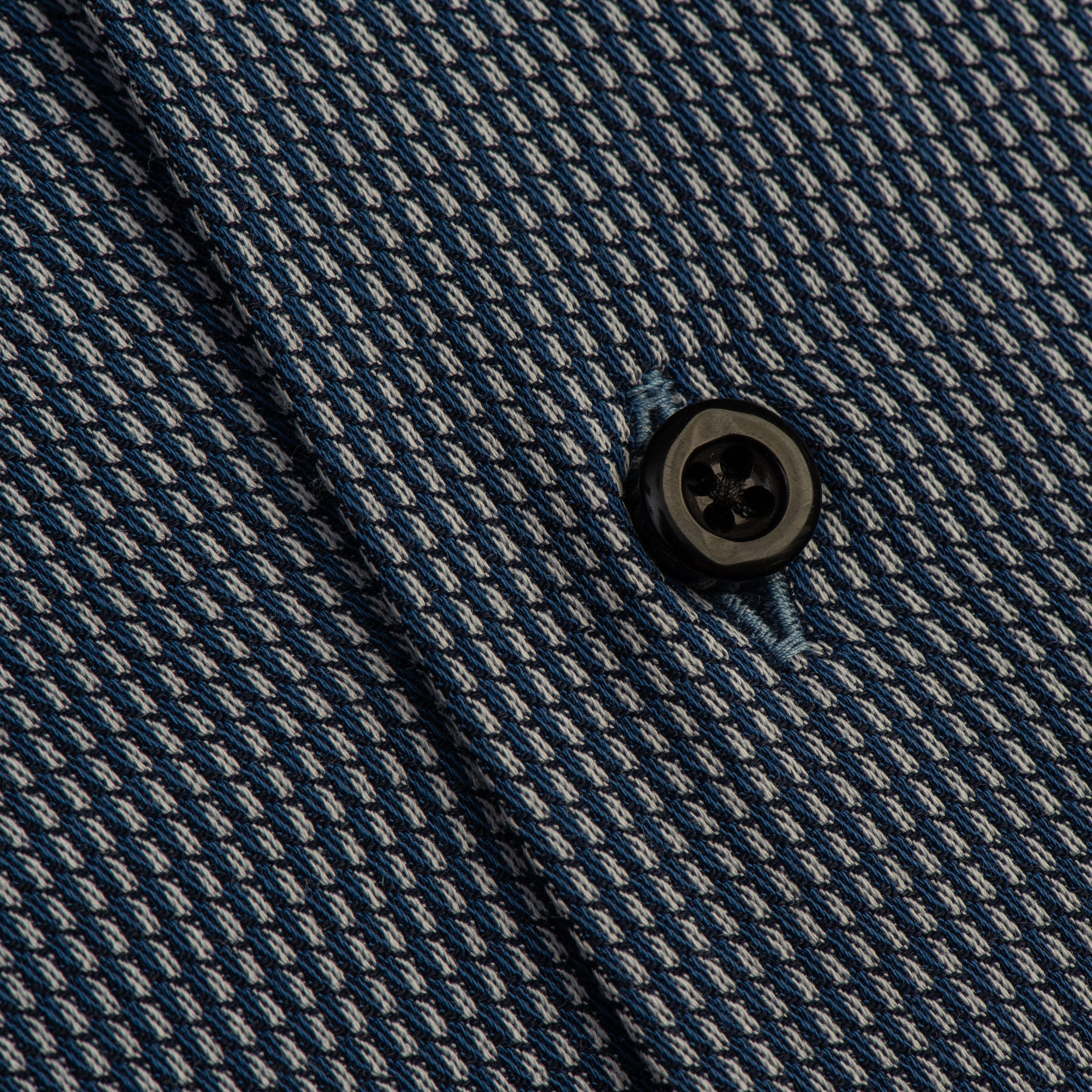 Navy Blue Checkered Dress Shirt