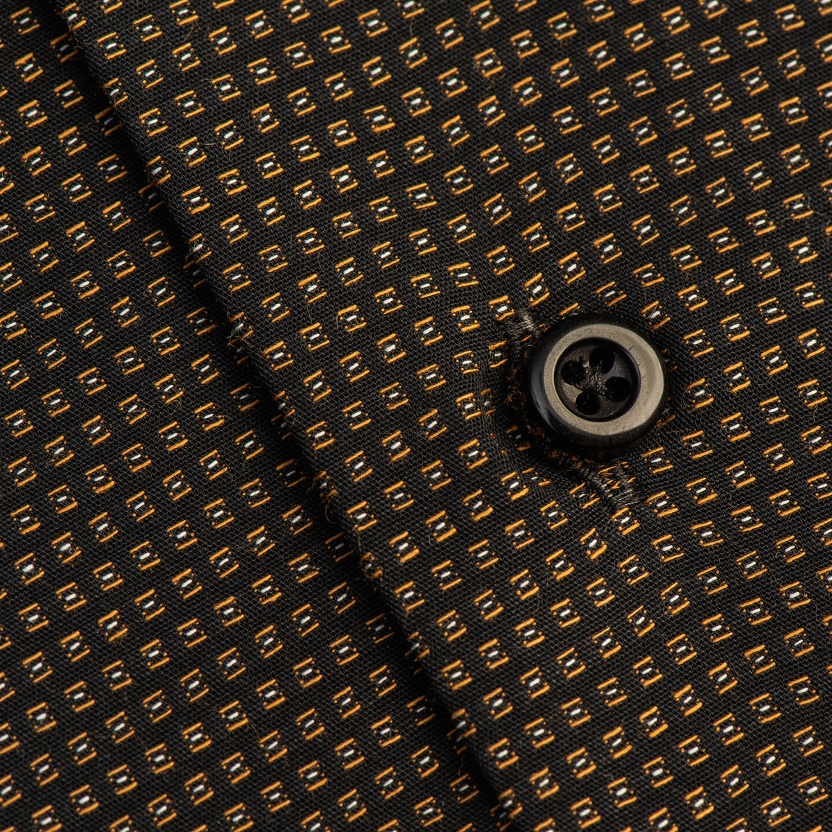 Dark Brown & Gold Micro-Pattern Formal Shirt