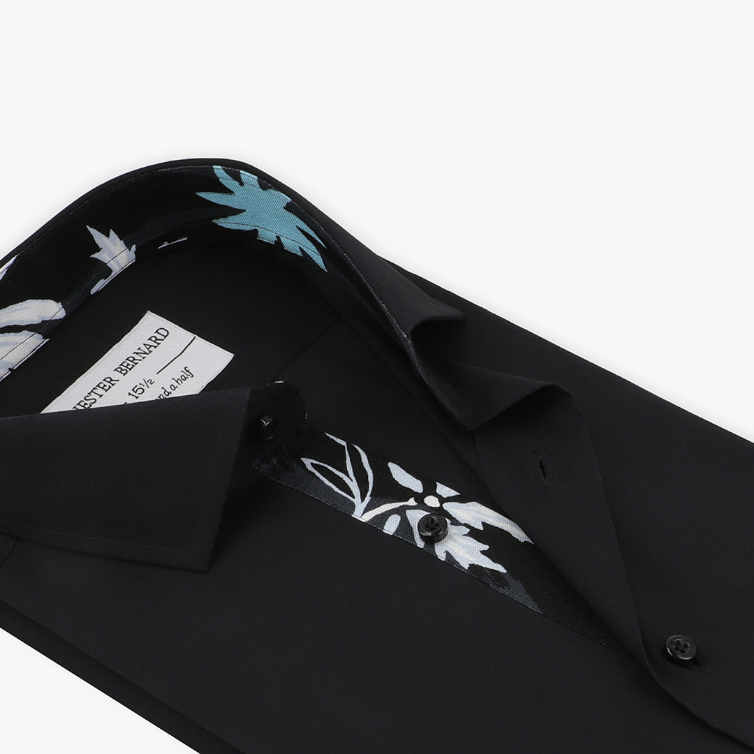 Black With Multi Flower Print Casual Shirt OL-448