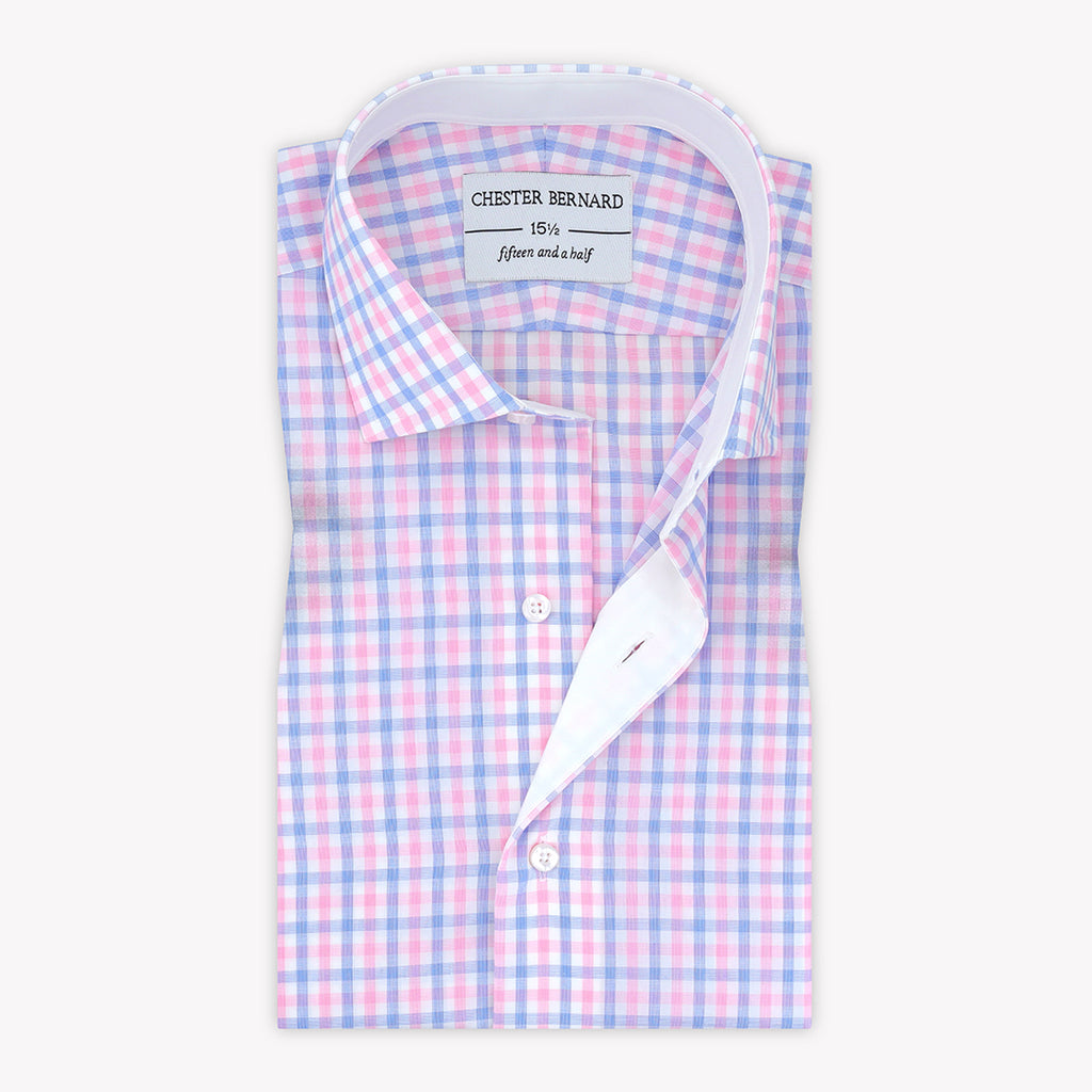 Pink and Blue Checks With White Inlay Casual Shirt OL-145