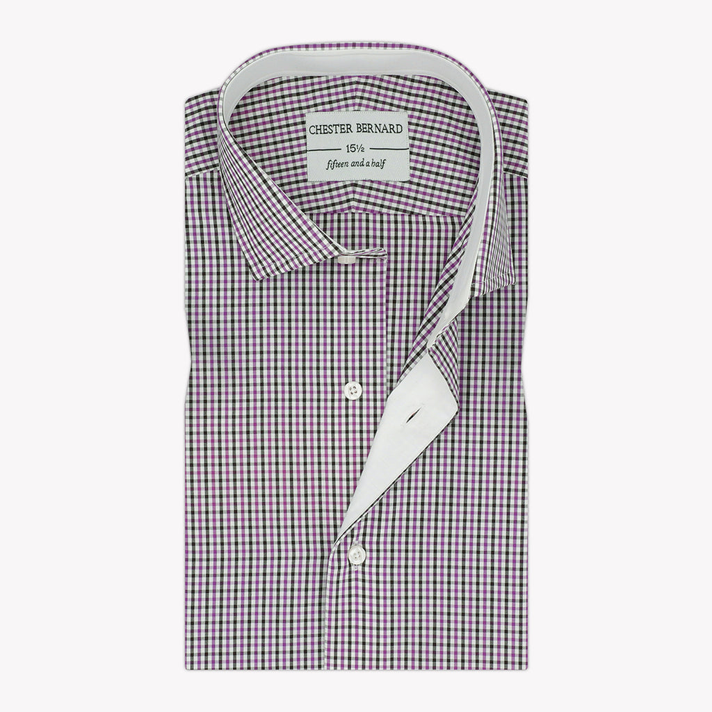 Purple Multi Micro Checks Formal Shirts With White Inlay OL-254