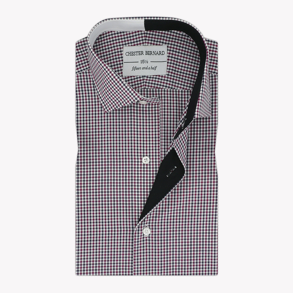 Red & Black With White Micro Checks Casual Shirt OL-248