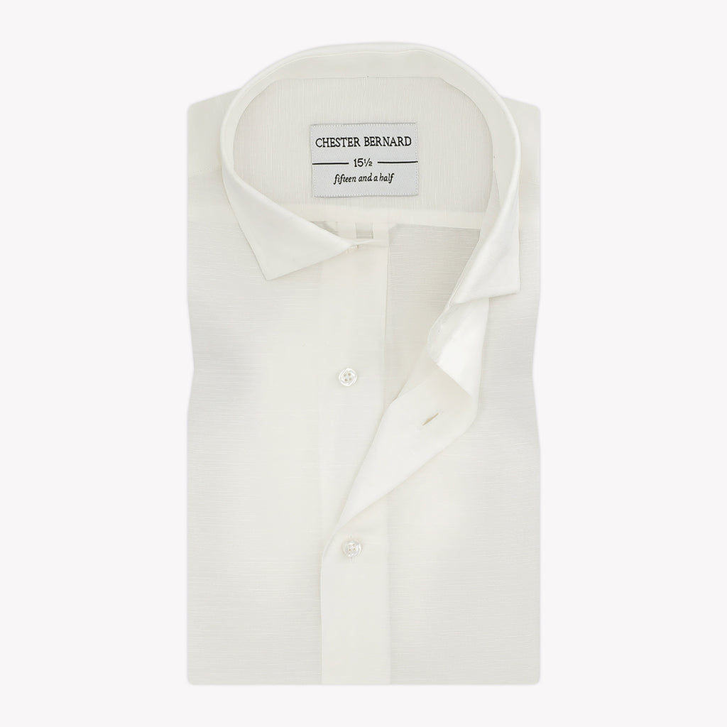 Classic White With Linen Casual Shirt OL-291