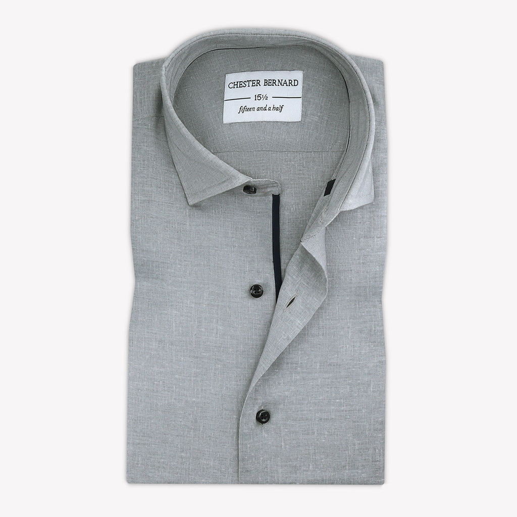 Grey Linen With Black Piping OL-353