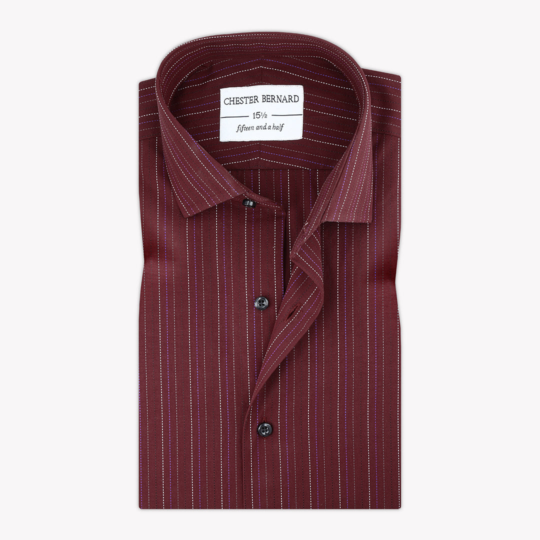 Maroon Pinstripe Smart-Casual Shirt OL-395