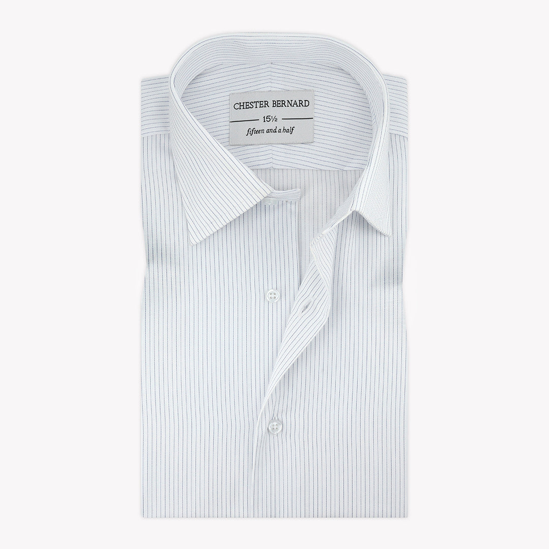 White Shirt with Blue Pinstripes OL-367