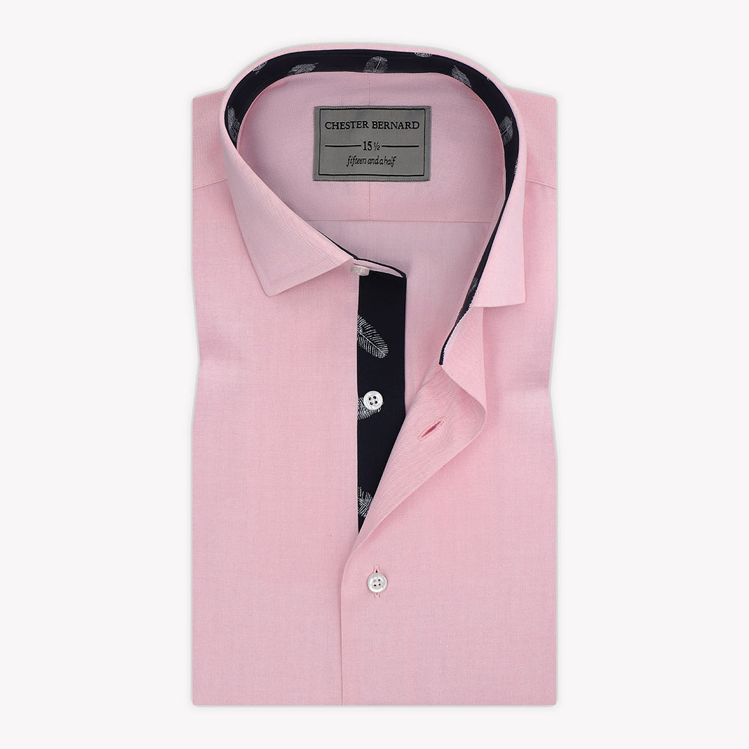 Pink With Navy Blue Leaf Print Inlay OL-426