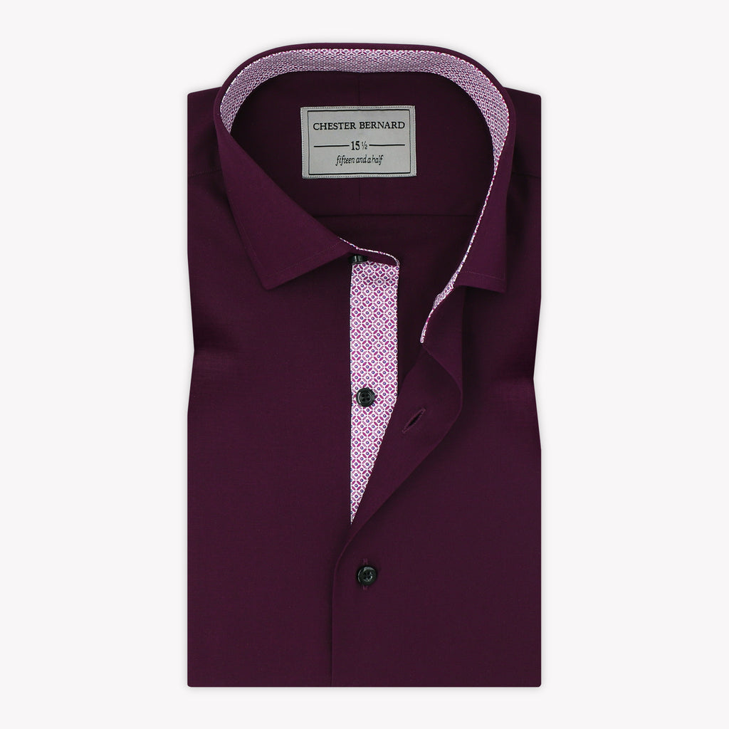 Rich and Refined Deep Plum Contrast Shirt OL-471